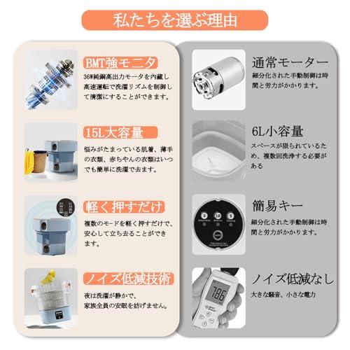vvicoo 15L 折りたたみ洗濯機 小型洗濯機 脱水機能付き ポータブル洗濯