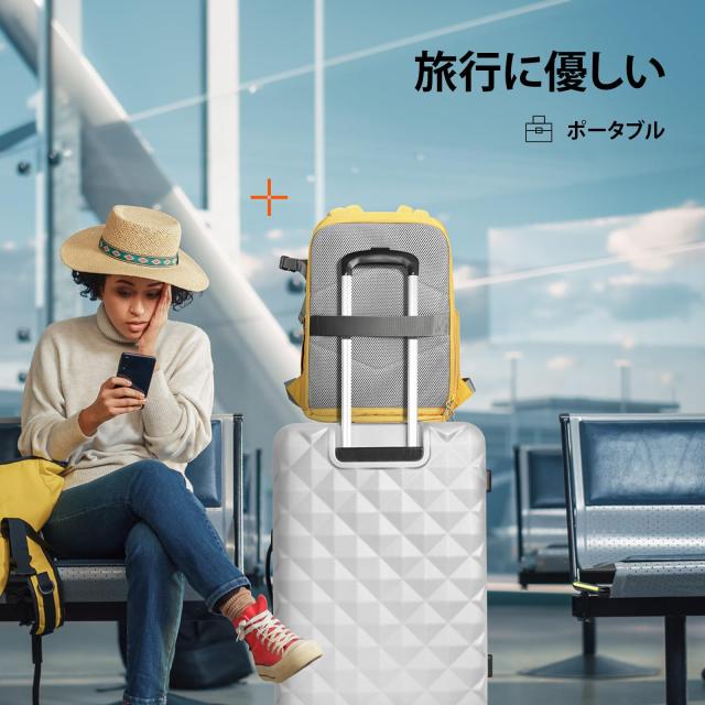 [TARION] カメラバッグパック カメラリュック レモンイエロー 大容量 11.5L サイドアクセス 三脚収納 軽量 防水 一眼レフカメラバッグ DS