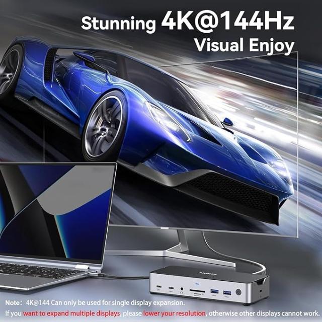 USB Cドッキングステーション 3 モニター ラップトップ MOKIN ドックデュアル モニター 2 HDMI DisplayPort 4K144Hz,USB A 2.0/3.0,USB C_2