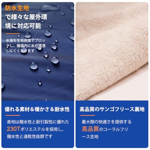 AIFLYCY 寝袋 シュラフ 封筒型 軽量 冬用 夏用【足元に二重保温・230T防水】オールシーズン 1.8Kg 1.0Kg 2.2Kg 1.4Kg コンパクト 快適温