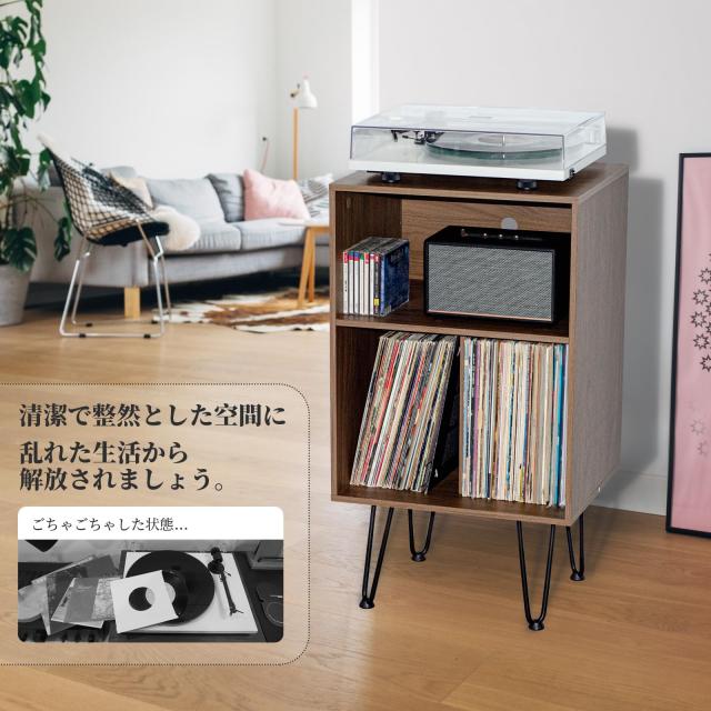 レコードプレーヤースタンド レコードラック レコード棚 3段 木製
