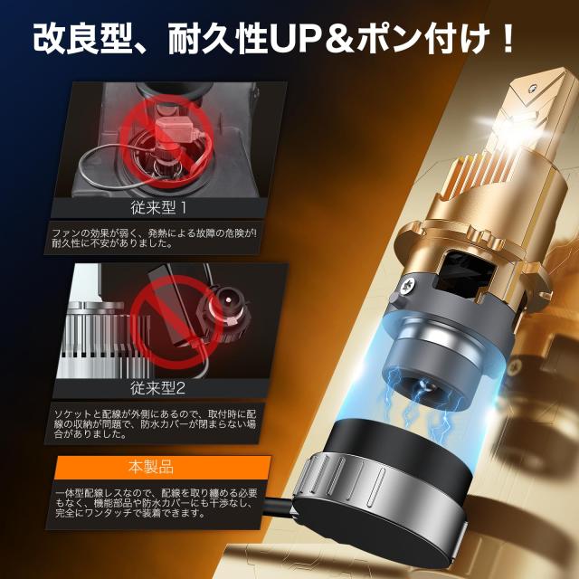 【瞬時点灯＆140%アップ！】SEALIGHT D2S LED ヘッドライト 爆光 車検対応 ポン付け d2r ledバルブ 配線レス ヘッドランプ 車用 ファン付_5