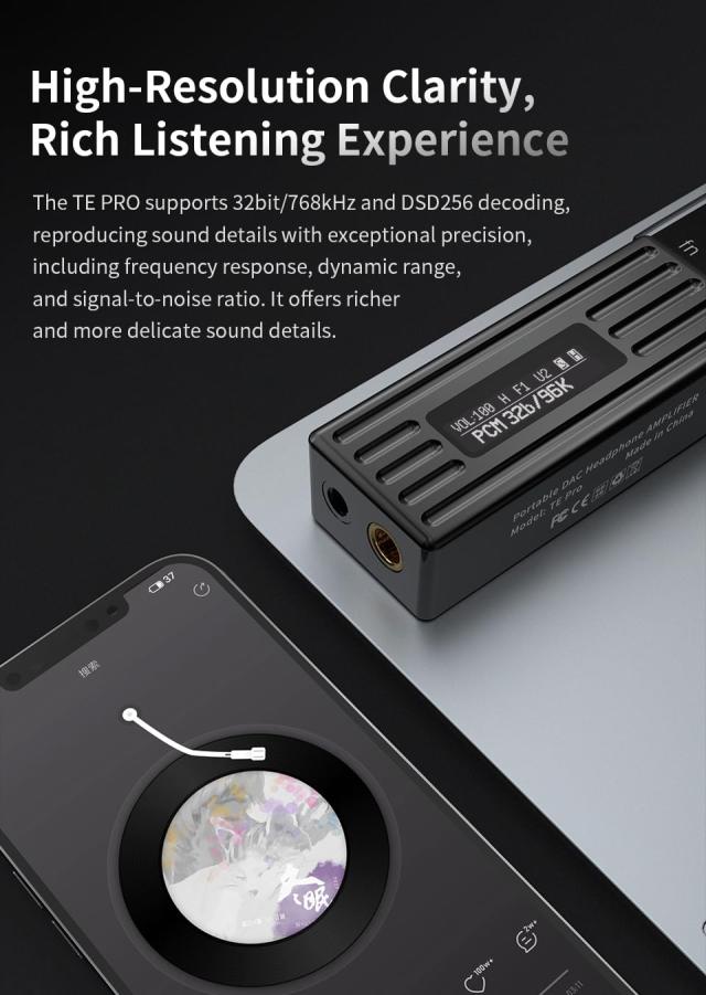TRN TE Pro 小型アンプ DAC スマホ AMP 【ハイレゾ対応】 32bit/768kHz