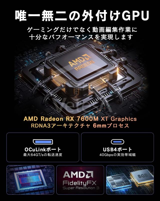 外付けeGPU AMD RX 7600M-XT内蔵 Thunderbolt3/4
