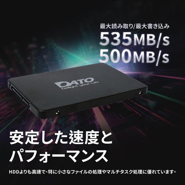 DATO 512GB SSD 2.5 インチ SATA3 6Gb/s SSD 内蔵ソリッドステートドライブ, 3D NAND, SLC Cache,最大535/500 MB/sノートパソコン/デスク_2