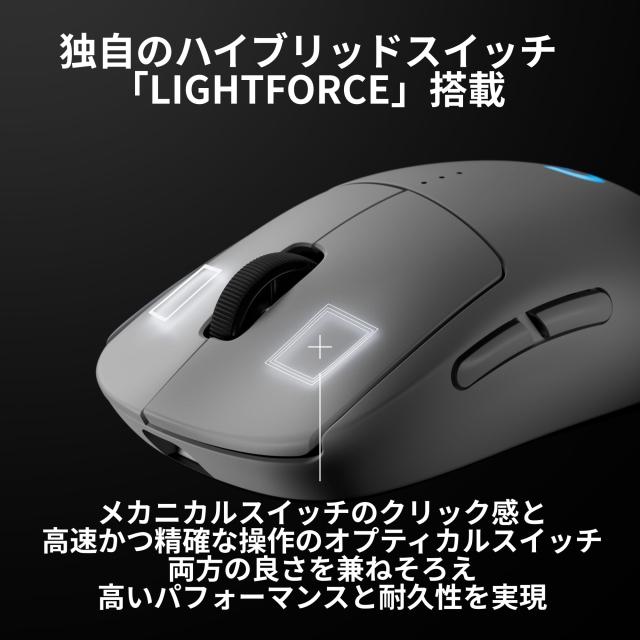 Logicool G PRO 2 LIGHTSPEED 44K DPI ワイヤレス ゲーミングマウス G-PPD-002XWL-WH 軽量 80g LIGHTFORCE ハイブリッドスイッチ HERO2_5