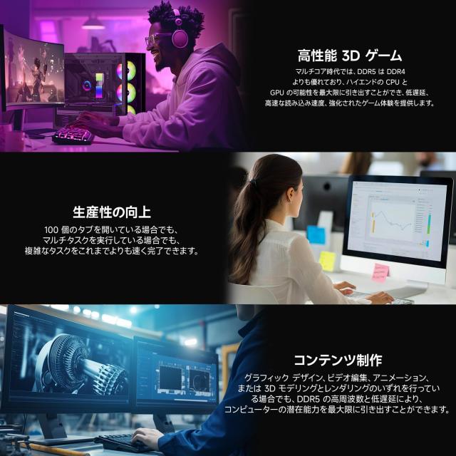 Fanxiang【RGB発光型】DDR5 6400Mhz 32GB（16GB×2枚）デスクトップPC用メモリ CL40 1.35V LEDライト ヒートシンク付き Intel XMP 3.0 オの通販は