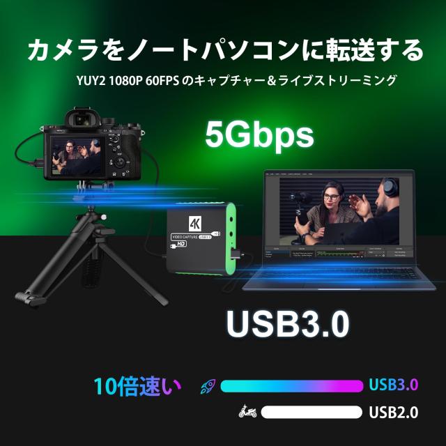 ビデオゲームキャプチャーボード HDMI 4K パススルー対応 Switch対応 PS5 対応 1080P 60FPS キャプチャー USB 3.0 Type-C 低遅延 PS4/Xbo_6