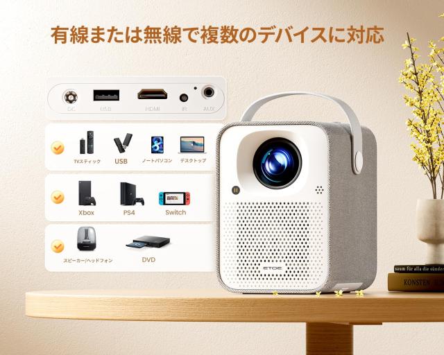 ETOE プロジェクター 小型 Google TV搭載 フルHD 1080p 4K対応
