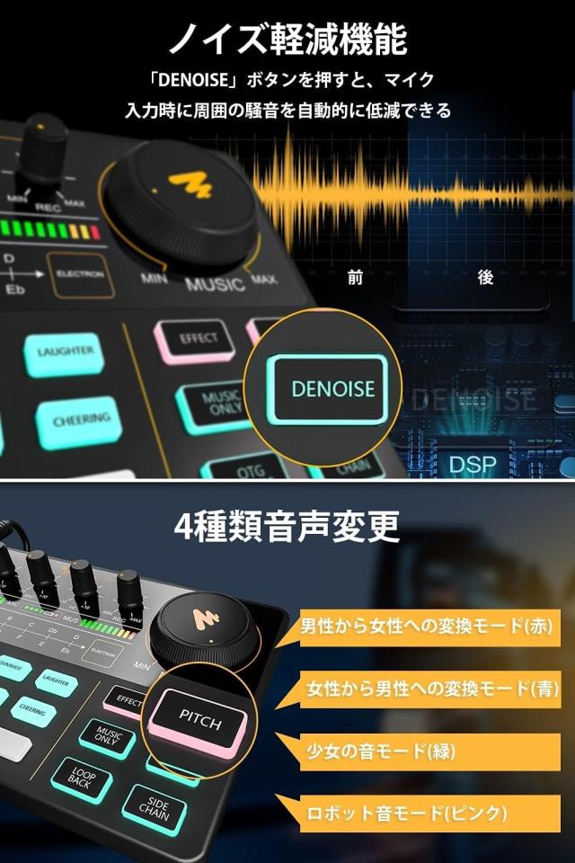 MAONO オーディオインターフェース オーディオミキサー Mixer ポータブル ポッドキャストステレオミキサー pa ＆ ステージ機器用 ミキサー_3