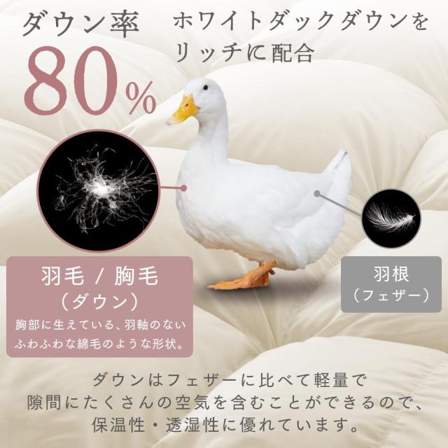 アイリスプラザ 羽毛布団 ホワイトダックダウン80％ ダブル 羽毛パワーアップ加工済 ホワイトダックダウンをリッチに配合 自宅洗濯OK お_3