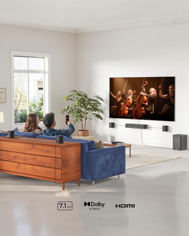 ULTIMEA サウンドバー テレビ用 7.1ch Dolby Atmos PC スピーカー Soundbar サブウーファー＆サラウンドスピーカー付き HDMI eARC/Blueto