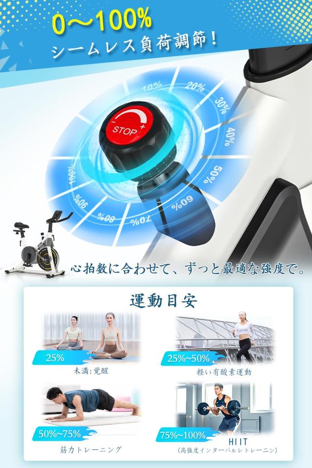 10月最新発表】CHAOKE エアロバイク 家庭用 静音 スピンバイク