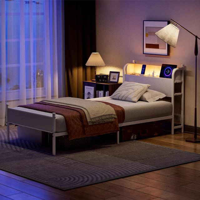 IKIFLY ベッドフレーム シングル パイプベッド S コンセント USB充電