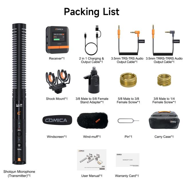 ワイヤレスマイクcomica VM40 ガンマイク【32BIT、32G内部収録、超単一