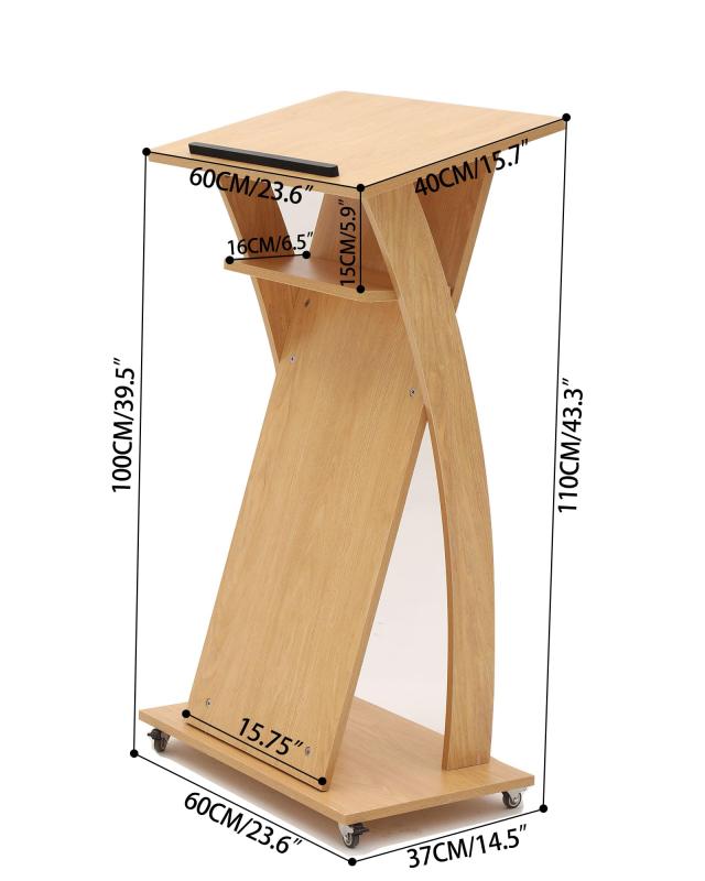 演台 演説台 司会台 キャスター付き、教会/教室用モバイル演台