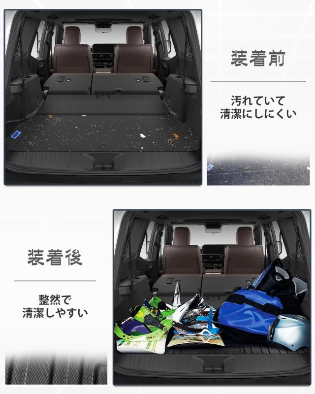 SKTU ラゲッジマット 【ランドクルーザー250 専用】 折り畳み式 トランクマット 防水シート 荷室マット 防キズ 防水 防汚 滑り止め ブラ
