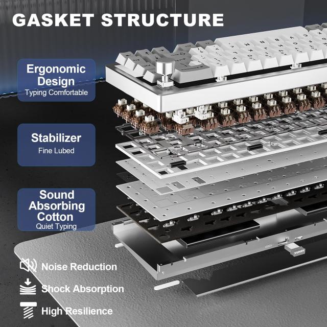YUNZII AL68 メカニカルキーボード ワイヤレス 68キー ホットスワップ対応 英語配列 RGB QMK/VIAアルミニウムキーボード BT5.0/2.4G/USB-の通販は