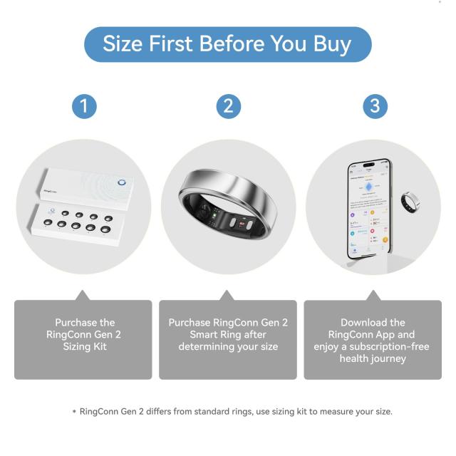 RingConn Gen 2 スマートリング｜アプリ購読不要、まずサイジングキットでサイズ確認、バッテリー持続最長12日、睡眠・心拍・ストレス・_1