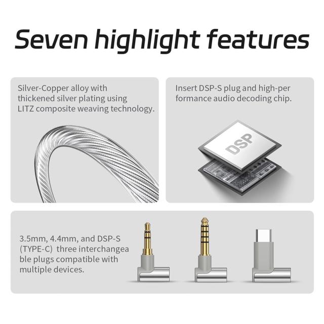 Tanchjim ヘッドホンケーブル、3.5mm/4.4mm/DSP-S(Type-C)から2ピンIEM 