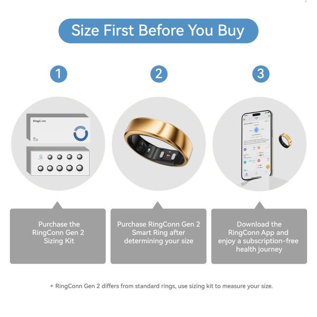 RingConn Gen 2 スマートリング｜アプリ購読不要、まずサイジングキットでサイズ確認、バッテリー持続最長12日、睡眠・心拍・ストレス・_1