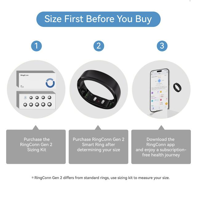 RingConn Gen 2 スマートリング｜アプリ購読不要、まずサイジングキットでサイズ確認、バッテリー持続最長12日、睡眠・心拍・ストレス・_1