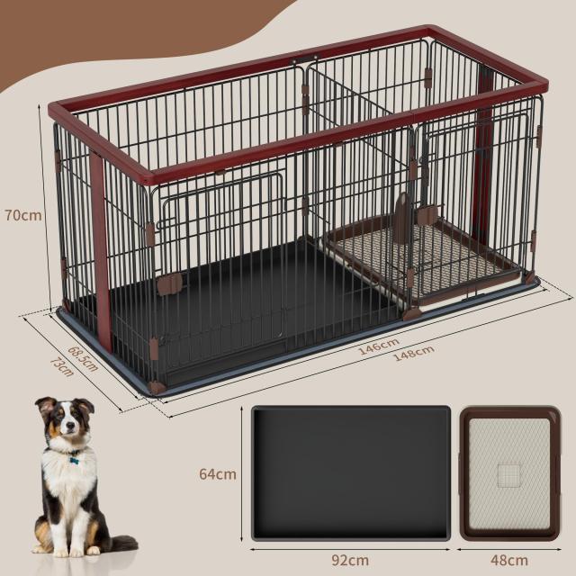 Petnniko 犬 ケージ 犬 ゲージ 犬ゲージ 幅146×奥行68×高さ70cm
