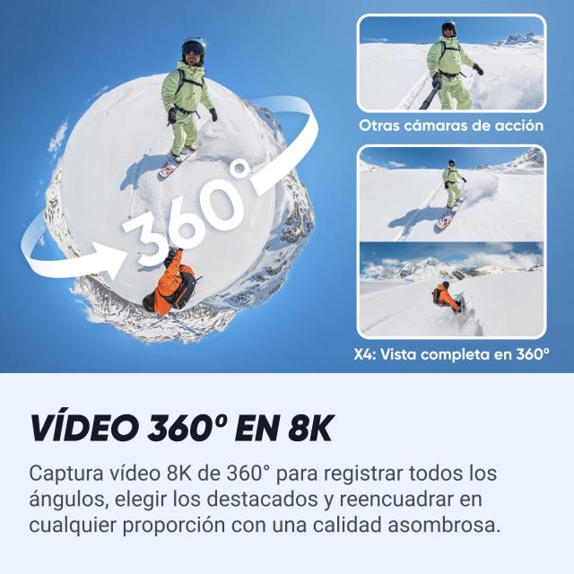 Insta360 X4-8K防水360度アクションカメラ、ウェアラブルカメラ、4K 