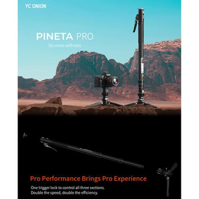 YC Onion Pineta Pro ペダルベース付きカーボンファイバー一脚、DSRLカメラジンバル用1/4インチ3/8インチネジ付き、安全荷重10kg（ジンバ