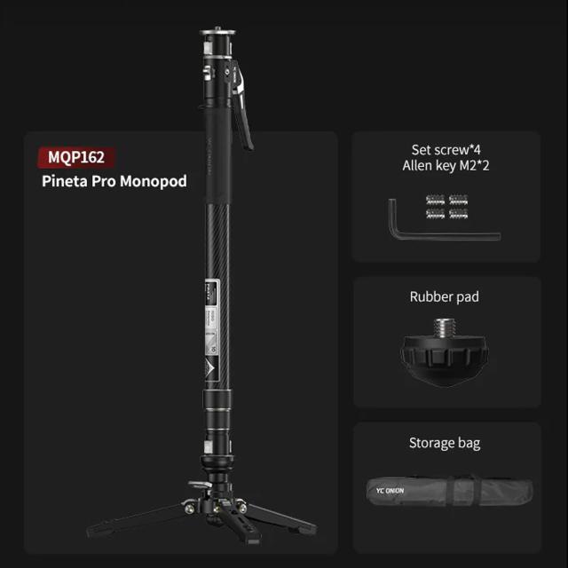YC Onion Pineta Pro ペダルベース付きカーボンファイバー一脚、DSRLカメラジンバル用1/4インチ3/8インチネジ付き、安全荷重10kg（ジンバ