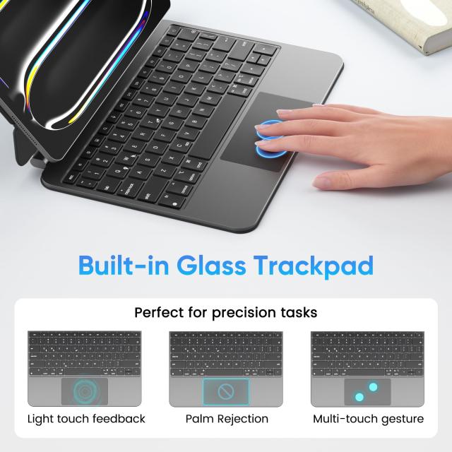 doqo iPad Air 11 iPad Pro 11インチ用 キーボードケース マルチトラックパッド バックライト ブラック_3