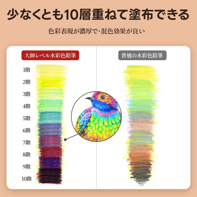 Marco 塗り絵用色鉛筆100色 水性, 大人の色鉛筆 水彩 柔らかい色鉛筆 持ち運び 水溶性色鉛筆 毛筆と鉛筆削り付 水彩 色鉛筆 高級 発色の