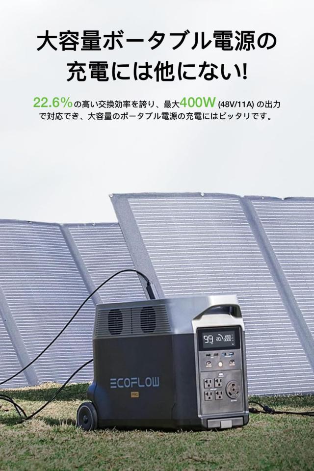EcoFlow 400Wソーラーパネル 高出力 ソーラーチャージャー 太陽
