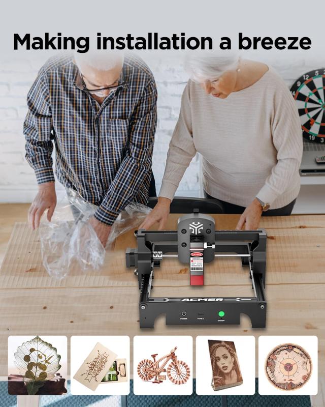 ACMER S1 レーザー 彫刻機 初心者 高精度 ミニ 彫刻機 LightBurn と
