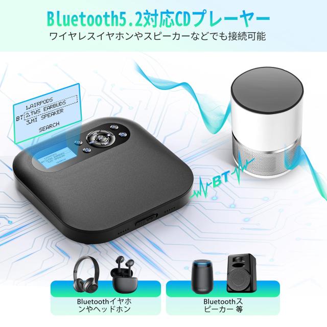 CDプレーヤー Bluetooth5.2対応スピーカー内蔵CDプレーヤーFM
