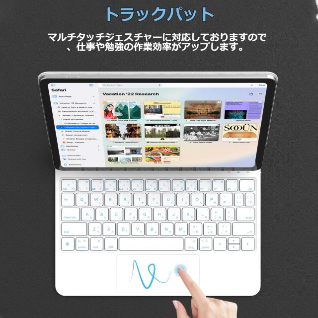 WOTOWEL iPadマジックキーボード 2024 iPad Pro 11 インチ(M4) モデル番号（A2836 A2837 A3006）日本語配列 高精度トラックパッド付き シ_2