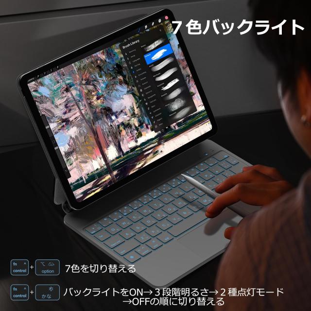 WOTOWEL iPadマジックキーボード 2024 iPad Pro 11 インチ(M4) モデル番号（A2836 A2837 A3006）日本語配列 高精度トラックパッド付き シ_4