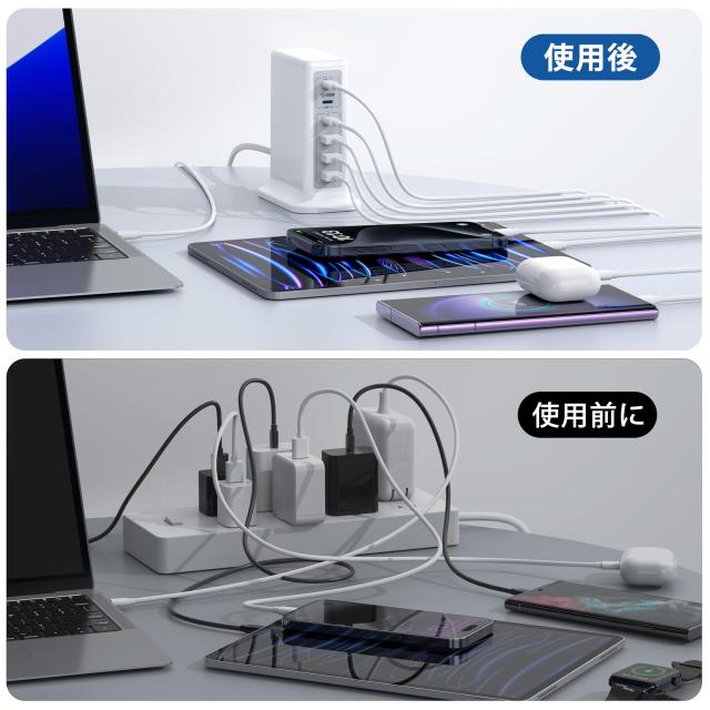 6ポートUSB-C PD急速充電ステーション USB充電ステーション（6ポート・合計96W出力・USB PD20W・Type-C×3