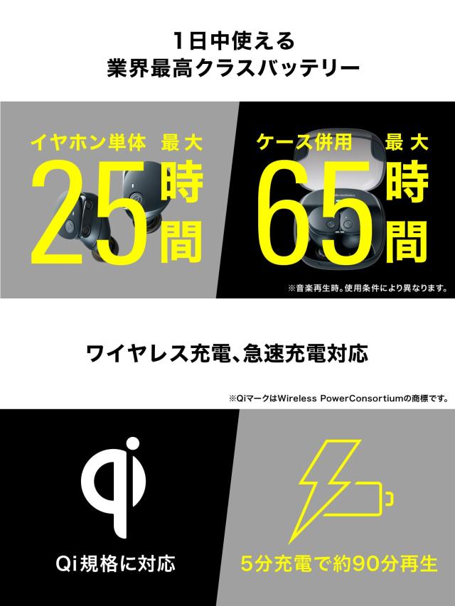 オーディオテクニカ ATH-CKS50TW2 BK(E) ワイヤレスイヤホン bluetooth ノイズキャンセリング 重低音 オリジナルステッカー付き マグネテ_5