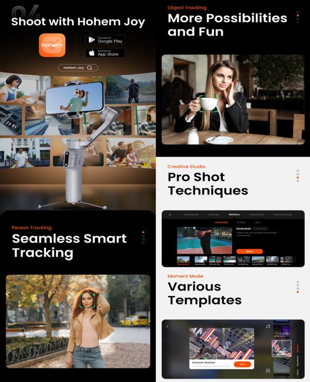 hohem X3 スマホ用ジンバル、Gimbal Stabilizer for iPhone、3軸スマートフォンジンバル、マグネット式フィルライト、内蔵エクステンショ_5