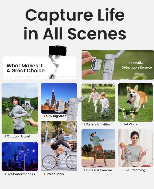 hohem X3 スマホ用ジンバル、Gimbal Stabilizer for iPhone、3軸スマートフォンジンバル、マグネット式フィルライト、内蔵エクステンショ_6