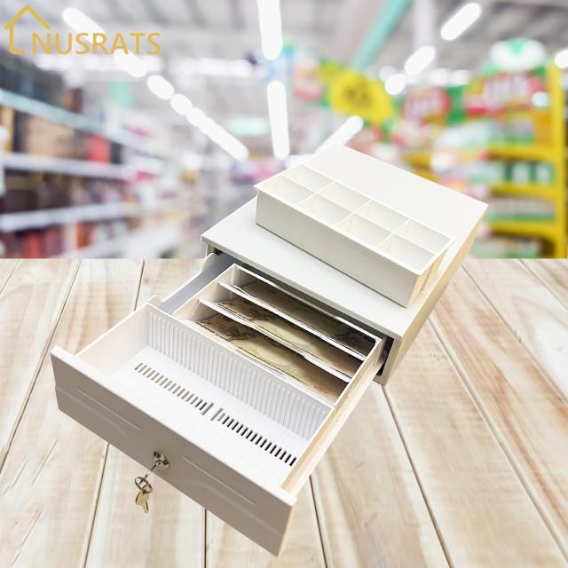 5台中の2台 未使用 NUSRATS 自動＆手動兼用 キャッシュドロア 白 小型