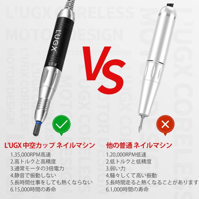 ネイルマシン LUGX 電動ネイルマシン 35000RPM ネイルマシーン プロ ネイルドリル