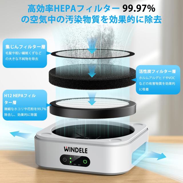 WINDELE 空気清浄機 小型 10畳 3層濾過 hepa フィルター 卓上 静音 