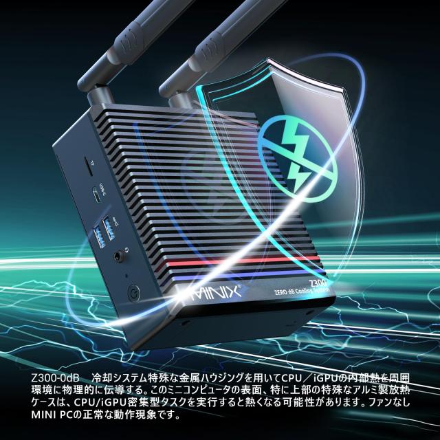MINIX NEO ファンレス ミニPC Intel 第 12 世代 i3 N300 NEO Z300-0dB 16GB DDR4 512GB M.2 PCIe Gen3 x 4 SSD 最大3.8GHz ミニコンピュ_3