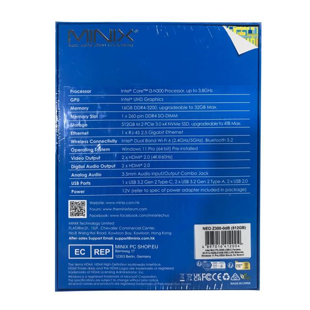 MINIX NEO ファンレス ミニPC Intel 第 12 世代 i3 N300 NEO Z300-0dB 16GB DDR4 512GB M.2 PCIe Gen3 x 4 SSD 最大3.8GHz ミニコンピュ_8