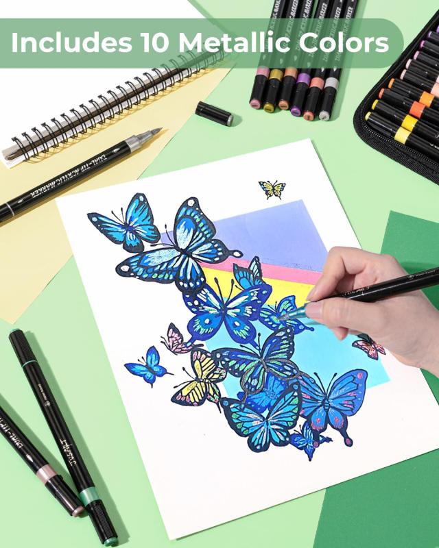 アクリルペイントマーカーペン【️全48色】　② Amazon | 48色 アクリルペイントペン デュアルチップ アクリル