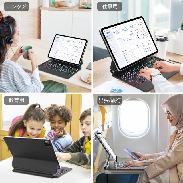 マジックキーボード 2024 iPad Pro (M4) 11インチ 対応 キーボード付きケース 軽量 薄型 高精度タッチパッド付き 7色バックライト 磁気吸_7