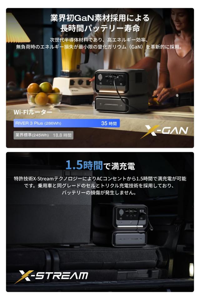EcoFlow RIVER 3 Max ポータブル電源(RIVER 3 Plus+ EB290) 572Wh容量 AC定格600W / 瞬間最大1200W 1.5時間フル充電 GaN採用 UPS機能10ms_4