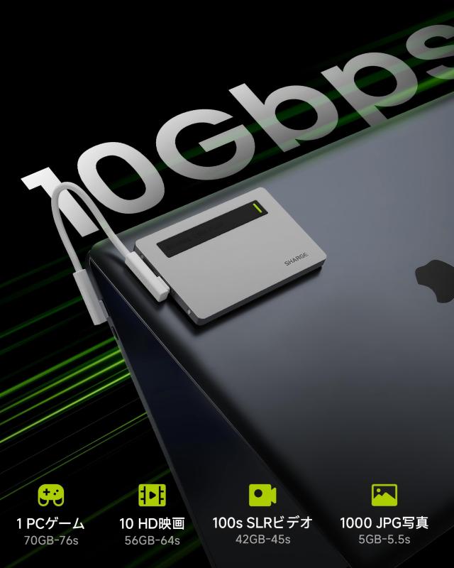 SHARGE Disk Plus SSDエンクロージャー【6mm超薄型アルミボディ】 M.2 NVMe対応 外付けケース USB-C 3.2 Gen2 10Gbps高速転送 2230/2242/_2